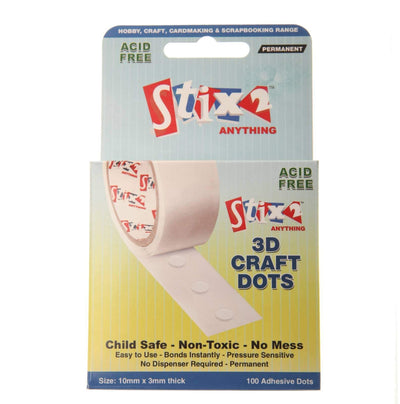 Stix2 3D Permanent Craft Dots 10mm x 3mm Acid Free x 100