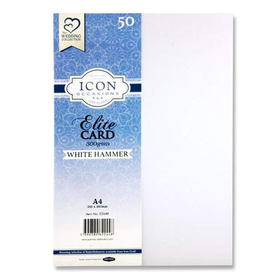 Icon A4 300gsm Hammer Effect 50 Sheets White Card