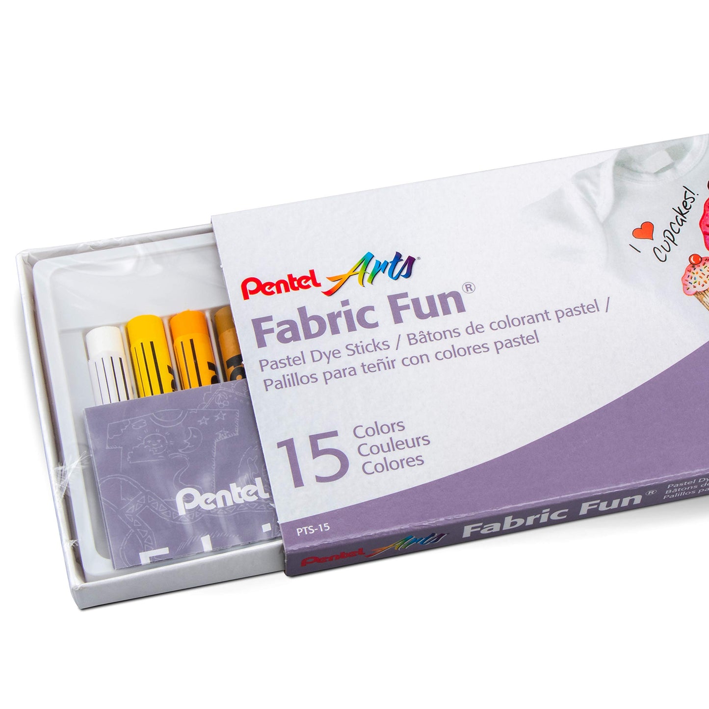 Pentel PTS15 Fabric Fun Pastel Dye Sticks Assorted Pack of 15