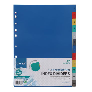 Concept A4 12 Part Numbered Dividers