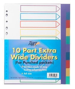 A4 Extra Wide 10 Part Subject Dividers