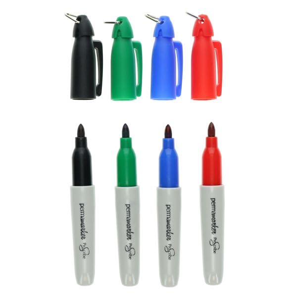Pro:Scribe 4 Mini Permanent Markers in Red, Black, Blue & Green