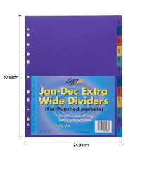 Tiger Extra Wide A4 Dividers Jan-Dec Index