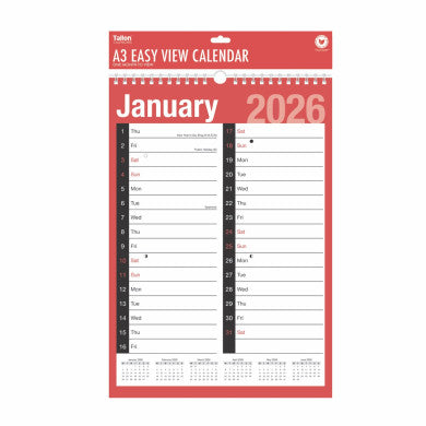 A3 Easy View Calendar