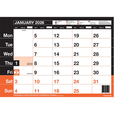 A3 Monthly Wall Calendar
