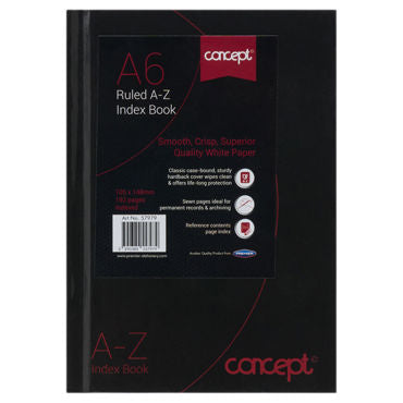 A-Z Index Books Ruled White Pages A6, A5 or A4
