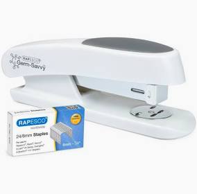 Rapesco ECO Sting Ray Stapler and 1000 x 24/6 mm Staples Antibacterial Protection Soft White