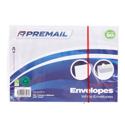 50 x White C6 Peel and Seal Envelopes