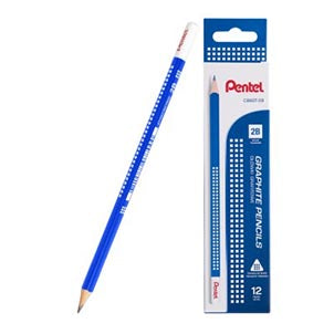 Pentel CB60T Graphite Pencils  -  Premium Lead Free - 2B or HB - Box of 12