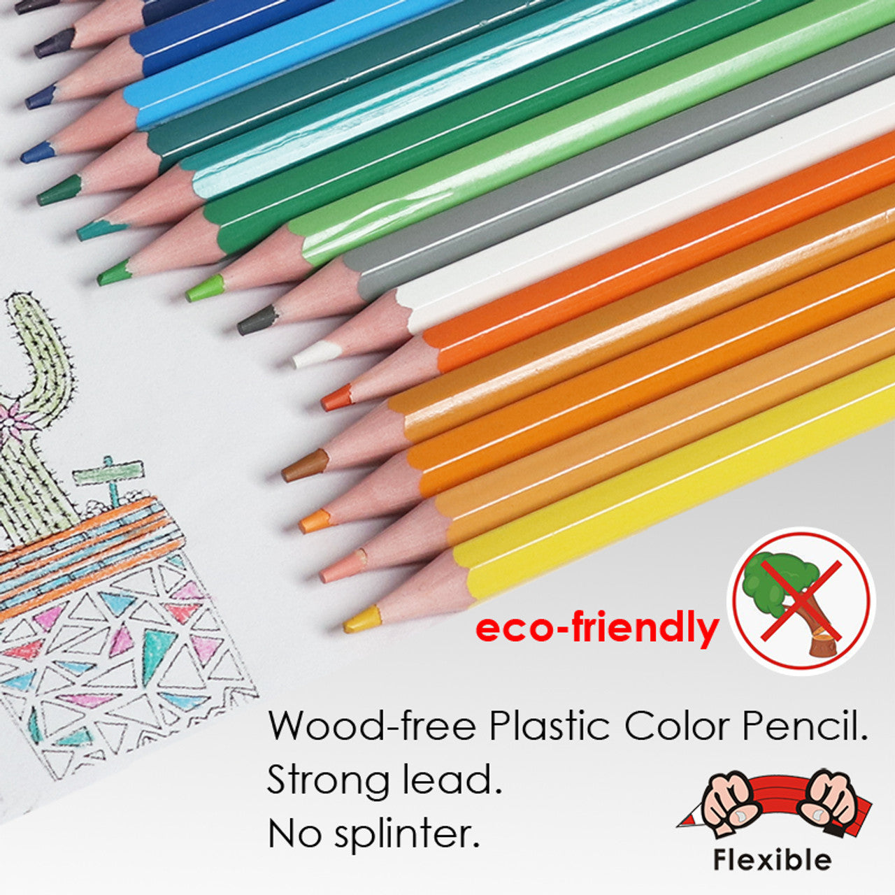12 Erasable Wood Free Colouring Pencils
