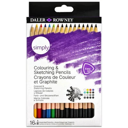 Daler Rowney Simply Colouring and Sketching Pencils Set of 16
