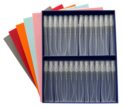 Fragrance Sample Storage and Display Box with 14 x 5ml Empty Vials - 6 Colour Choice