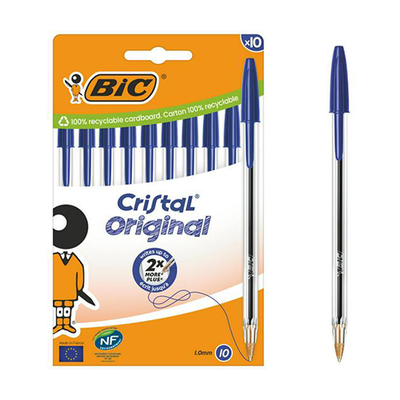 BIC Cristal Original Ball Pens - Pack of 10 - Blue Medium