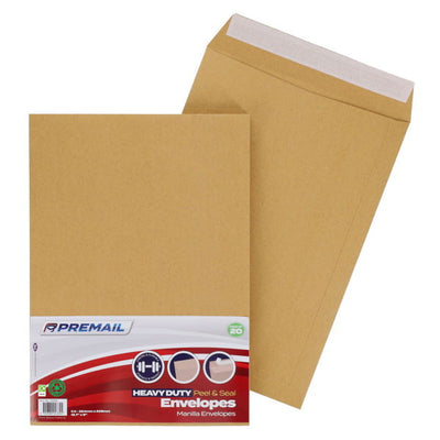20 x Heavy Duty Manilla C4 Peel and Seal Envelopes for A4
