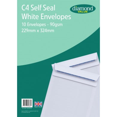 10 x C4 White Self Seal Envelopes