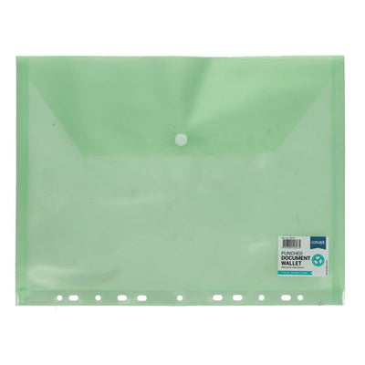 A4 Button Document Wallet Punched for Binders