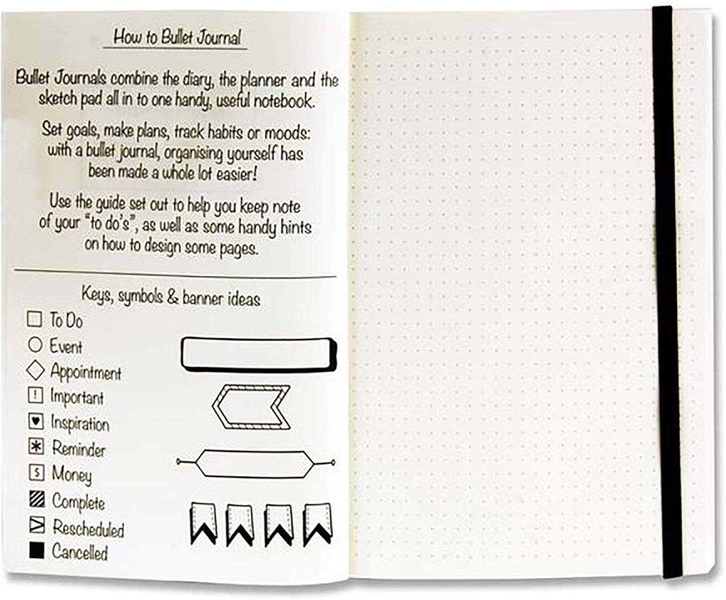 Premier Stationery A5 200 Page Bullet Journal - Black/White