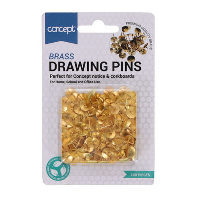 Brass Thumb Tacks Drawing Pins Pack of 100