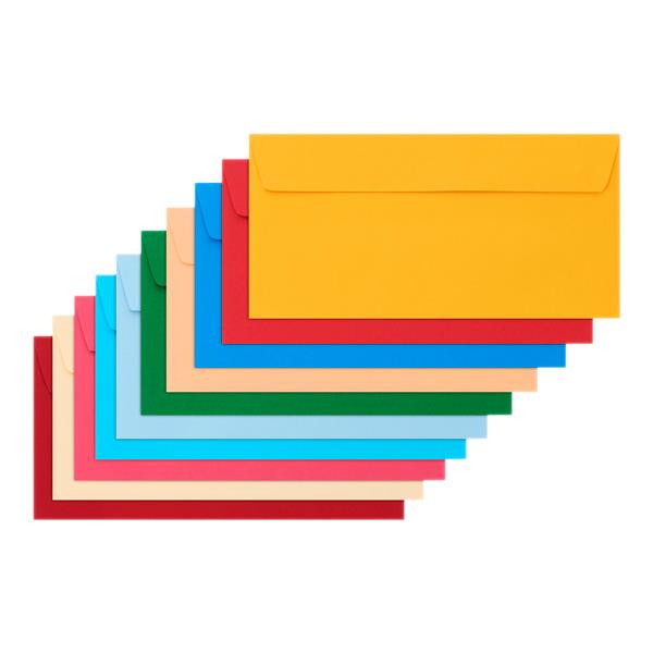 Premier Stationery 120gsm DL Envelopes Assorted Rainbow Colours Pack of 50.