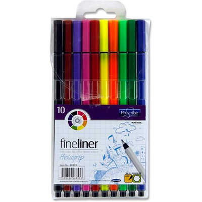 Premier Stationery Pro:Scribe Fineliner Markers Hexagrip Assorted Pack of 10
