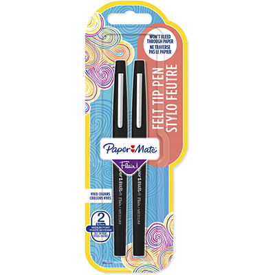 PAPER MATE Flair Ballpoint Pen Medium Point Black Ink Pack of 2