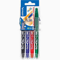 PILOT Frixion Rollerball 0.7mm Set to Go Pack of 4- Black/Blue/Red/Green