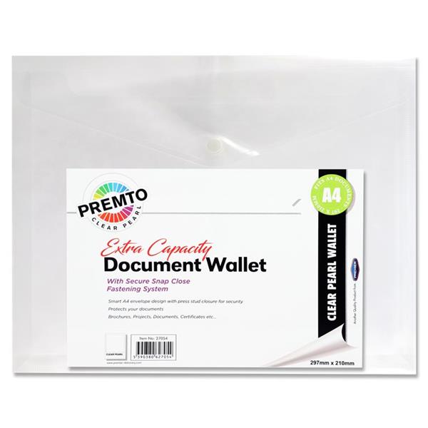 A4 Extra Capacity Button Document Wallet