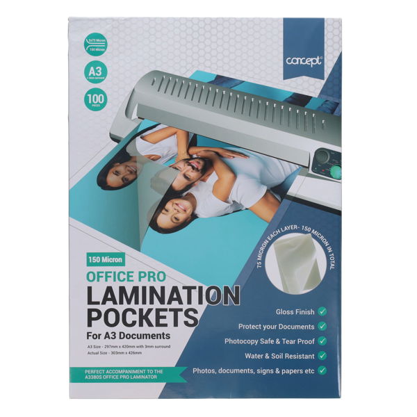 100 x A3 150 Micron Laminating Pouches