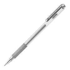 Pentel K118 Hybrid Rollerball Pen White or Silver