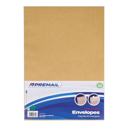 10 x Manilla C4 Peel and Seal Envelopes for A4