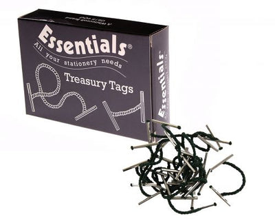 Essential Green Treasury Tags With Metal Ends - Boxes of 100