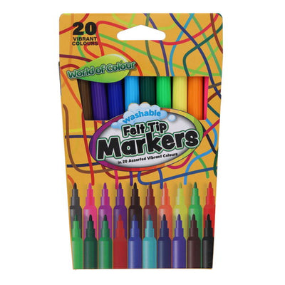 World of Colour 20 Washable Felt Tip Pens