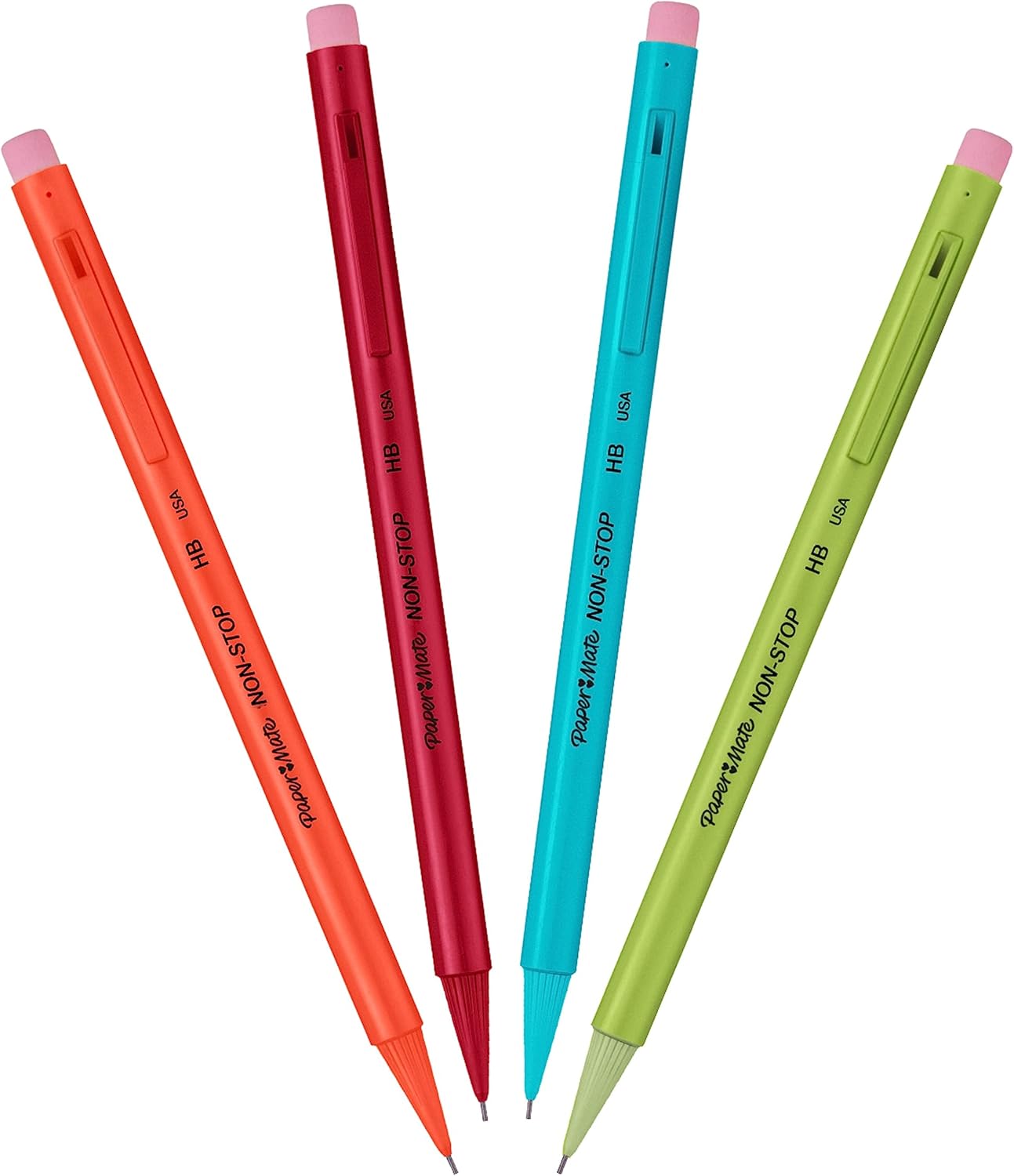 Paper Mate Non Stop Mechanical Pencil HB 0.7mm - Assorted Colours - Pack of 4