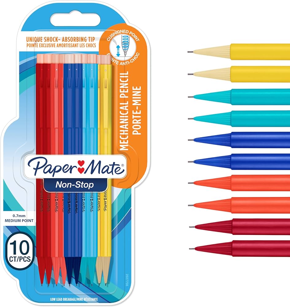 Paper Mate Non Stop Mechanical Pencil HB 0.7mm - Assorted Colours x 10
