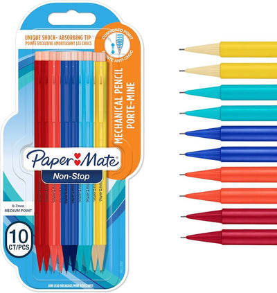 Paper Mate Non Stop Mechanical Pencil HB 0.7mm - Assorted Colours x 10