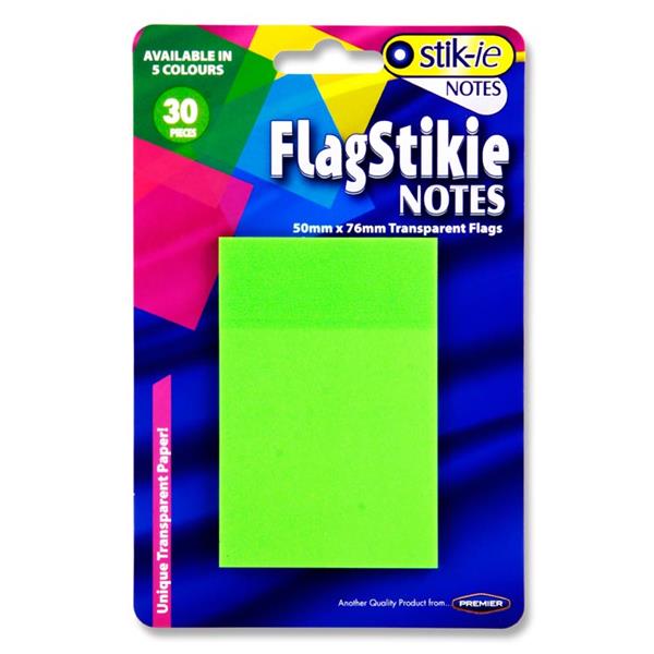 Stik.ie 30 Transparent Flag Stikie Notes - 50mm x 76mm