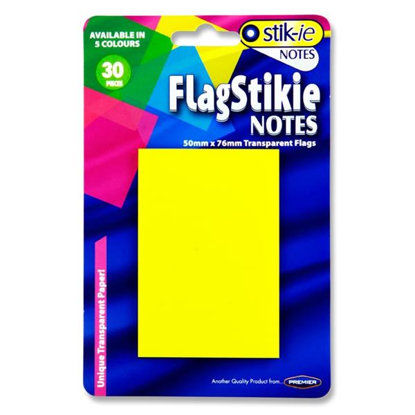 Stik.ie 30 Transparent Flag Stikie Notes - 50mm x 76mm