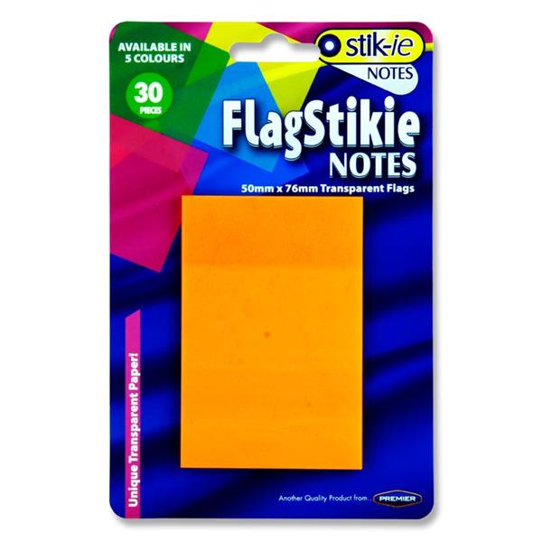 Stik.ie 30 Transparent Flag Stikie Notes - 50mm x 76mm