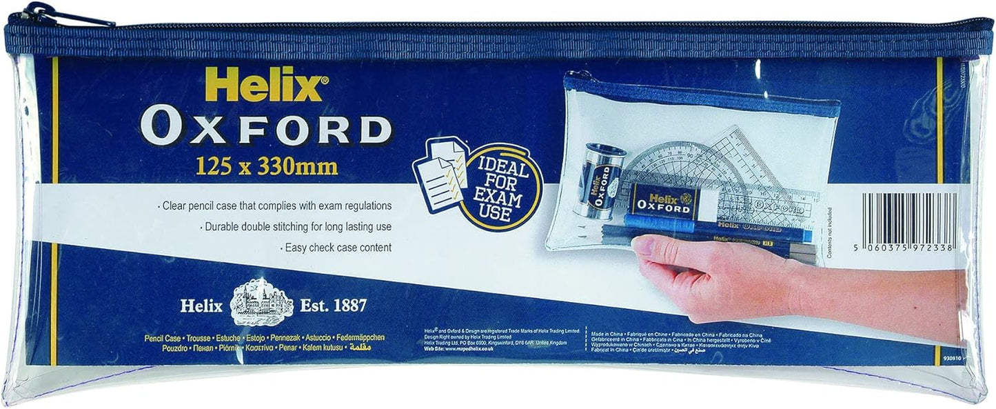Helix Oxford LargeTransparent Pencil Case 330mmx125mm