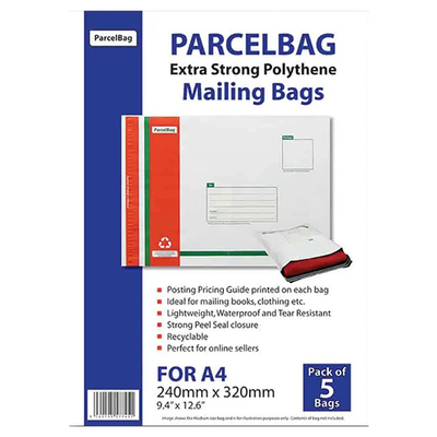 Pack of 5 x A4+ Mail Bag 24 x 32cm