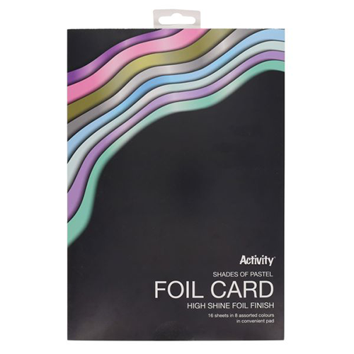A4 220gsm Foil Card 16 Sheets Assorted Pastel or Rainbow