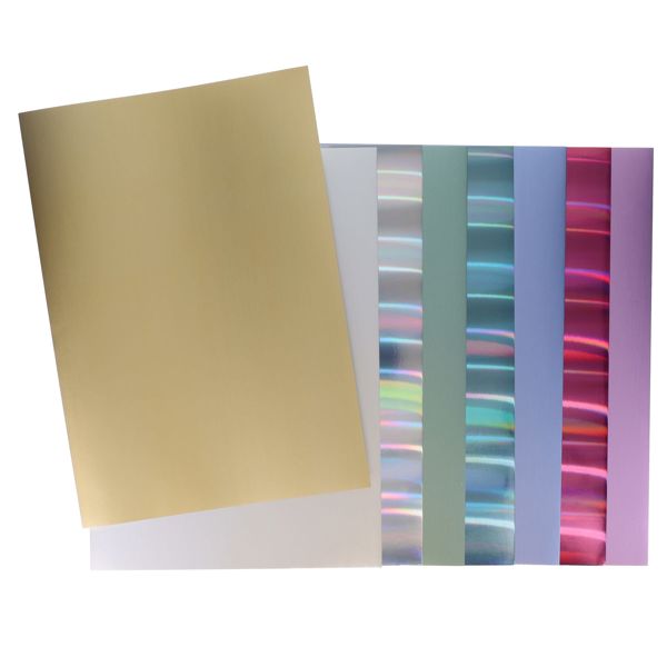 A4 220gsm Foil Card 16 Sheets Assorted Pastel or Rainbow