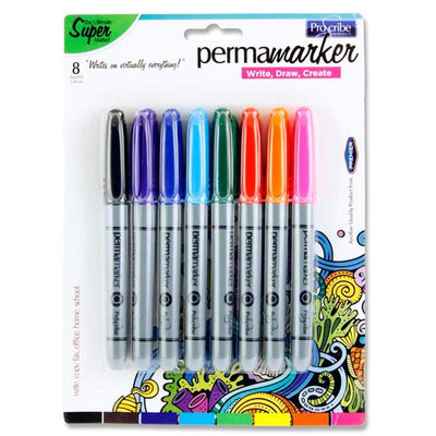 Pro:Scribe 8 x Permanent Markers Assorted Colours