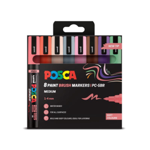 Posca PC-5BR NEW PRODUCT - Set of 8 Medium Nib Colours - Choice of 2 Sets
