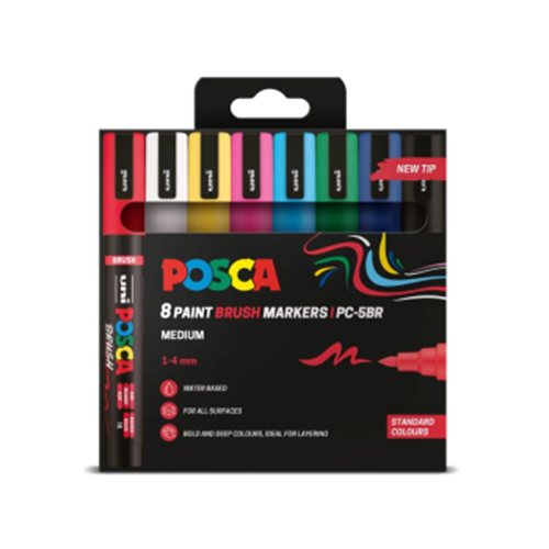 Posca PC-5BR NEW PRODUCT - Set of 8 Medium Nib Colours - Choice of 2 Sets