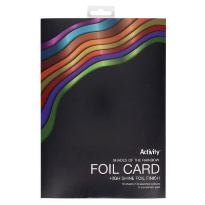 A4 220gsm Foil Card 16 Sheets Assorted Pastel or Rainbow