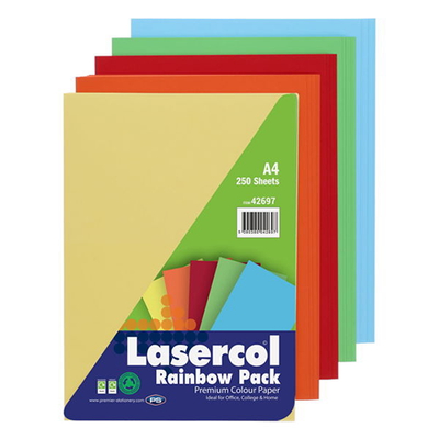 A4 Mixed Colour Pack 250 Sheets Bright Colours