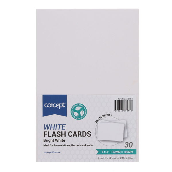 30 x Plain White 6"x4" Flash Cards