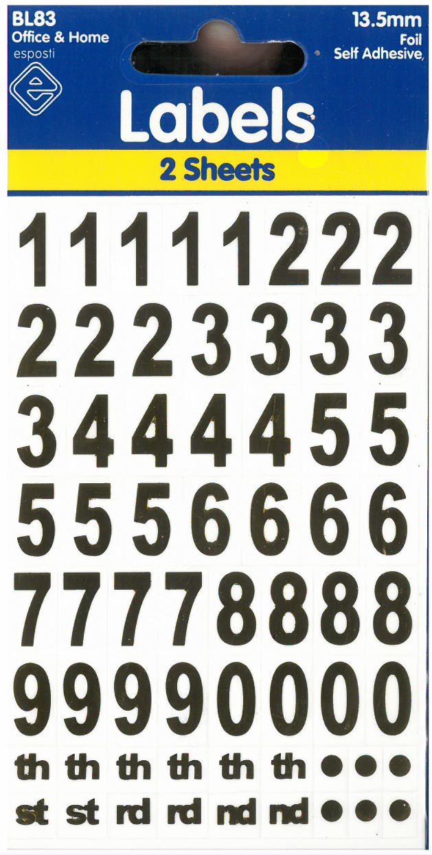 Self Adhesive Letters & Numbers