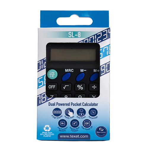 Texet SL8 Dual Powered Pocket Calculator
